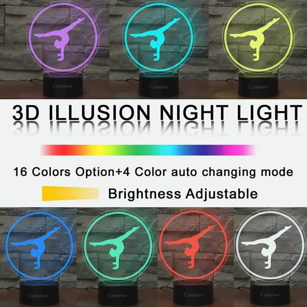 Turn Yoga 3D Illusjon Nattlys Leker, 16 Farger Endring