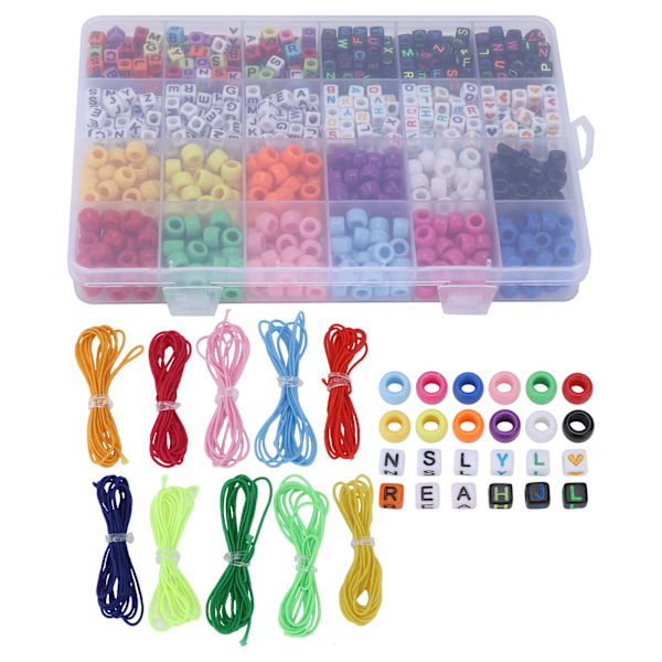 Brev Pärlor 6mm 10 Färger Elastisk Tråd Stora Hål Pärlor Set för Hantverk DIY Handgjorda