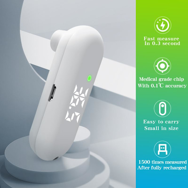 Medicinsk pandetermometer, genopladeligt termometer til voksne og børn, digitalt termometer med baggrundsbelyst feberalarm, nøjagtigt