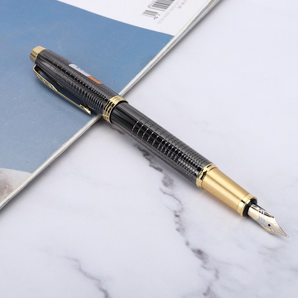 Metal Fountain Pen til Skrivebord, Kontor, Gave, 0,5 mm Spids, Sorte Striber