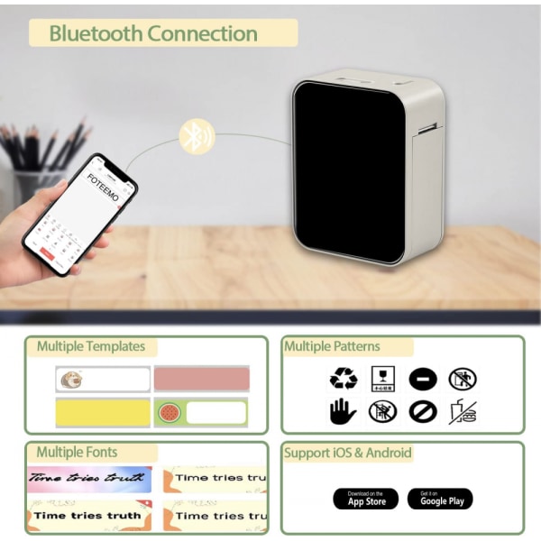 Bärbar trådlös anslutning Mini etikettmaskin Bluetooth Lab