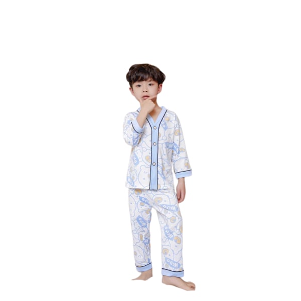 Flickor Pojkar Pyjamas Set Långärmad V-hals Pyjamas, XL, Björn