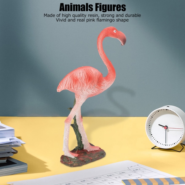 Flamingo Statue Resin Materialer Levende Ægte Pink Flamingo Ornament til Hylde Skrivebordsdekoration