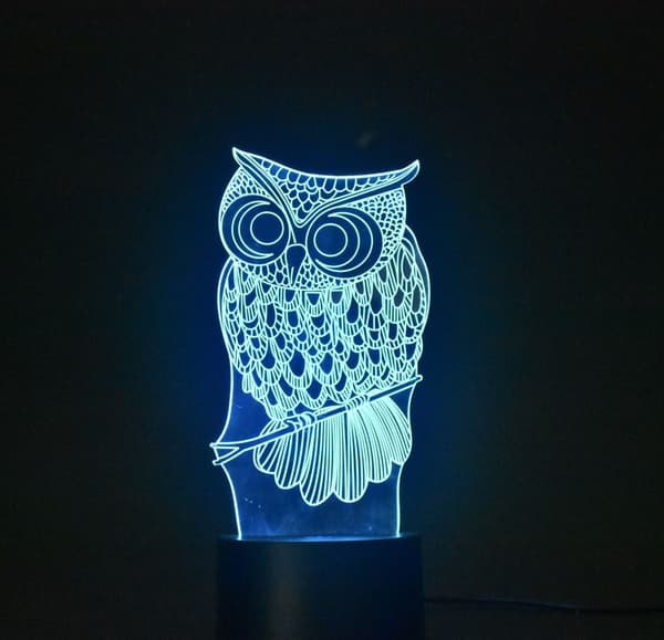 3D Nattlampe Optisk Illusjon Nattlys, Berørings LED Bord D