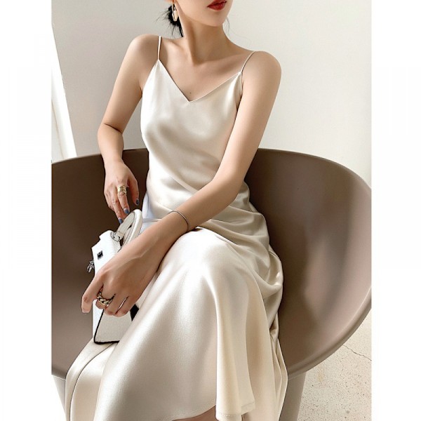 cktail Beach Evening Party Cowl Neck Midi Dresses(Apricot L)