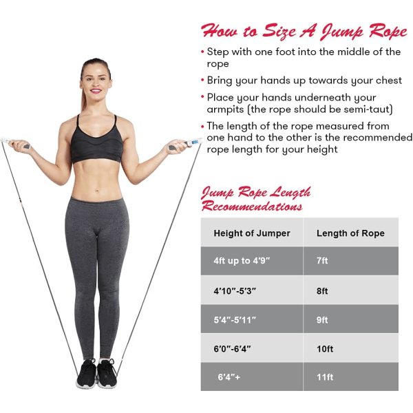 Hoppetau, Vektet hoppetau for trening, hoppetau med teller - tunge håndtak, justerbar lengde - trådløst hoppetau for menn, kvinner og barn Gray
