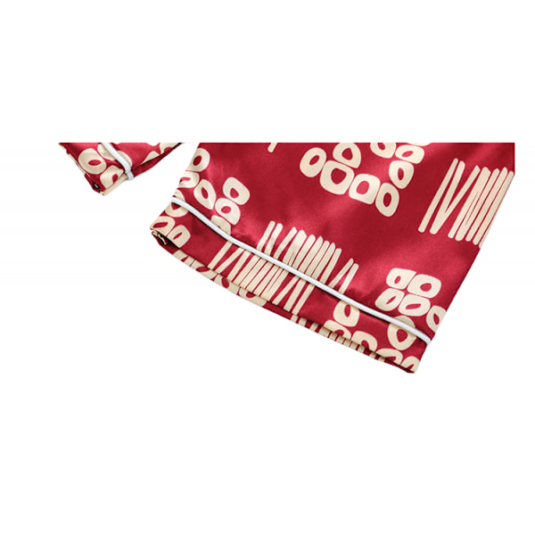 Toddler Button Up Pyjamas Sommar Pjs, Röd Geometri, L