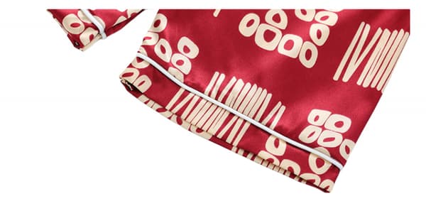 Toddler Button Up Pyjamas Sommar Pjs, Röd Geometri, S
