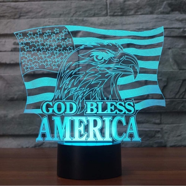 3D Amerikansk flagga nattlampa uggla örn bordslampa dekor Tabl