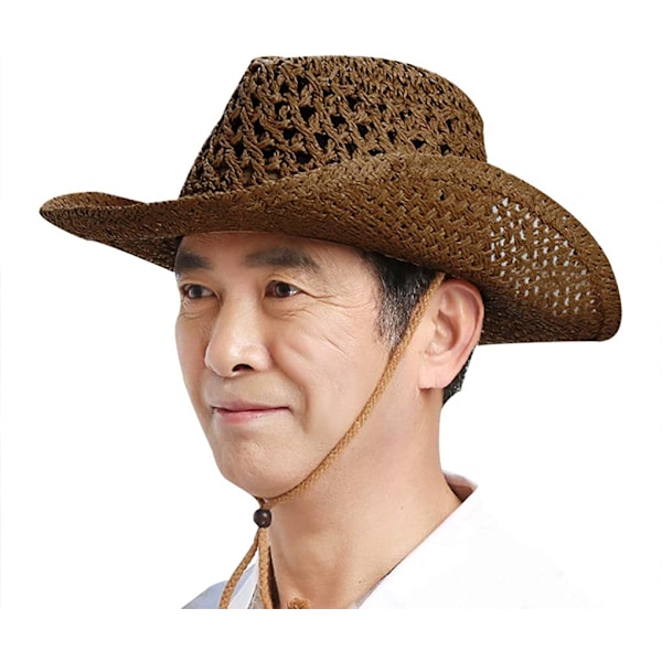 Halmhatt Kvinnor Män Cowboyhatt Strand Floppy Solhatt Brätte Sum B