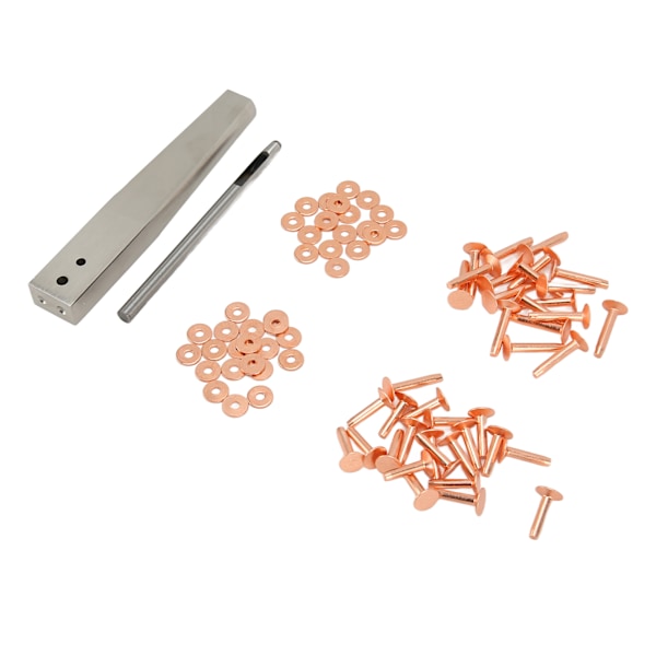 Kobbernagler Burrs Kit Kobbernagler med Settere Rustfrie Nagler DIY Lærhåndverktøy for Klær Veske Belte Stil C