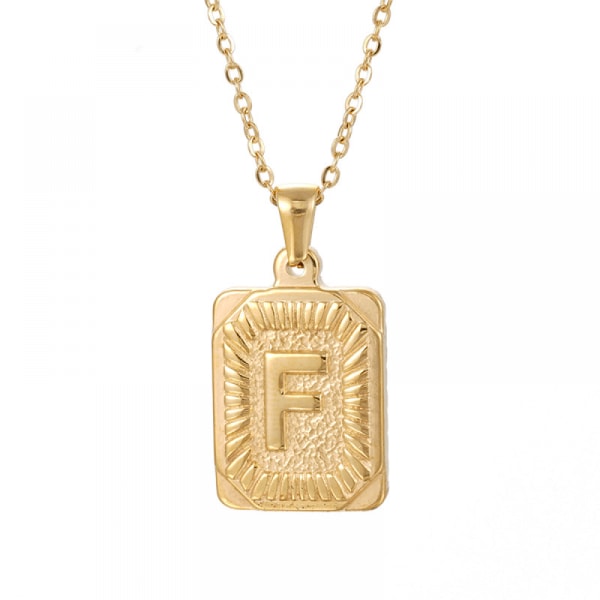 18K Guldpläterad Initial Halsband, Kvadratisk Bokstav