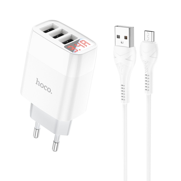 hoco. C93A laddare med tre portar och digital display för Apple Andr