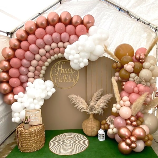 129 stk. Retro Pink Balloner Latex Blush Balloner Forskellige Størrelser 18 12 10 5 Tommer Fest Ballon Kit til Valentinsdag Fødselsdag Baby Shower Bryllup Pr Retro Pink
