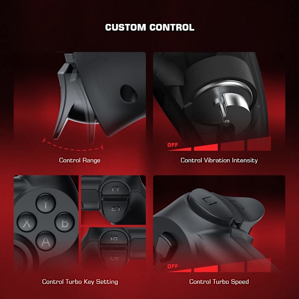 T3s trådløs gaming-controller, PC-controller til Windows 7/8/10/11/Android/iPhone/Switch, Game Controller Joystick med dobbelt vibration, Bluetooth Ga GaneSir T3s（Black）