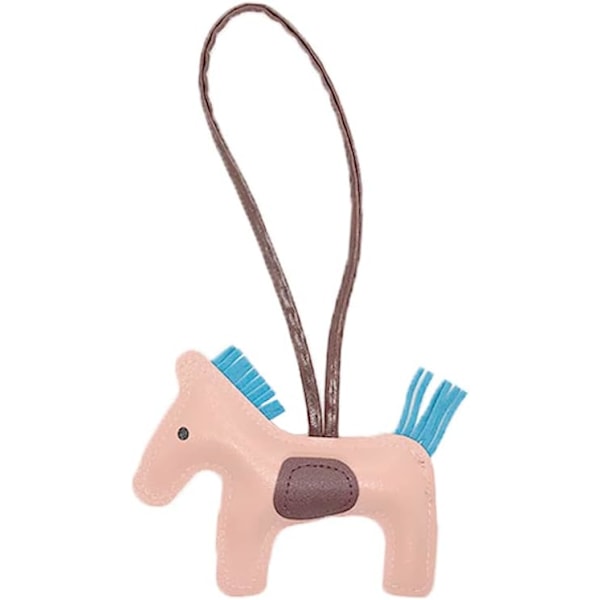 Läder Tassel Pony Nyckelring Läder sydd häst styling söt mode väska tillbehör Pink