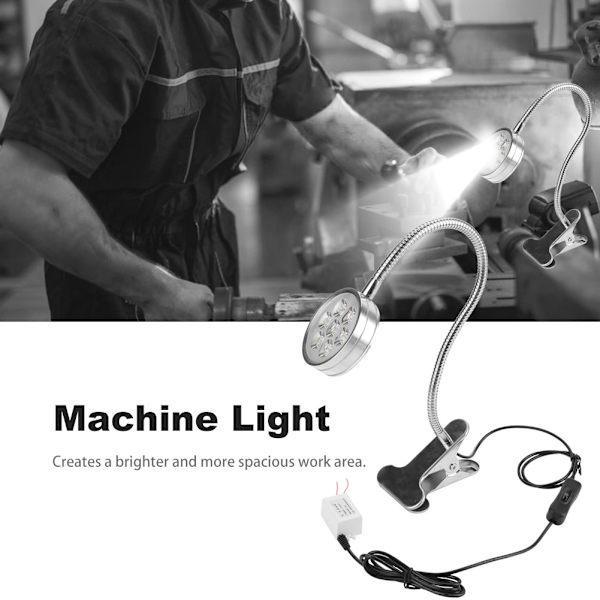 LED-maskinarbejdslampe Svanehalsklip/Fastgørelsesbasisklemmeafbryderlampe (#07)