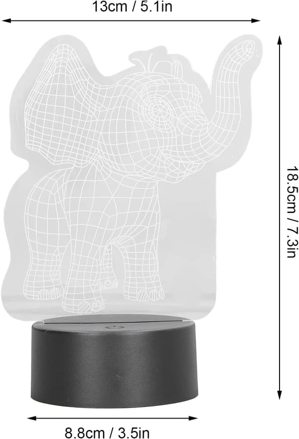 Natlampe, 3D Natlampe USB-opladning 3D Elefantform 7