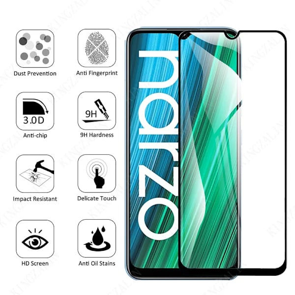 2 st glas för Realme Narzo 30 5G skyddsglas