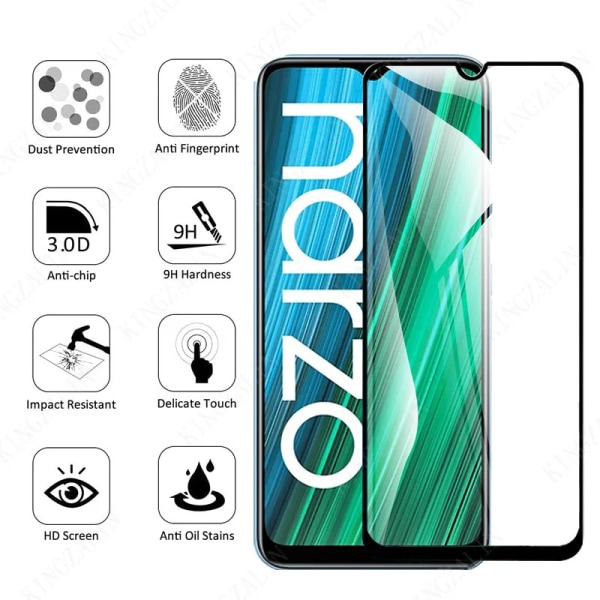 4IN1 Glas för Realme Narzo 20A Kameralins Skyddsfilm