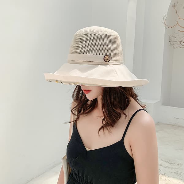 Dam solhatt i mesh, sommar UV-skydd, bred brätte, strand F C