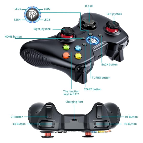 Trådbunden spelkontroll för Windows PC/ PS3/ Android TV Box/Tesla black-wireless version
