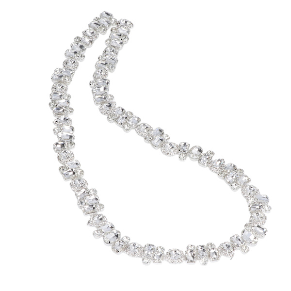 Rhinestone Trim 1 Yard Ljus Färg Fadeless Slitstark Tjock Blickfångande Bred Applikation Rhinestone Vit