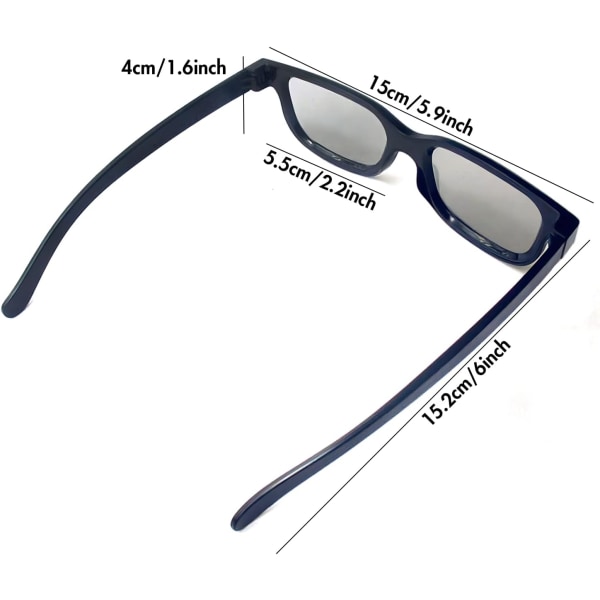 3D-glasögon, cirkulärt polariserade icke-blinkande passiva 3D-glasögon för Reald Format Cinema/Passiv polariserad 3D TV-projektor - 3D-glasögon 6 pcs