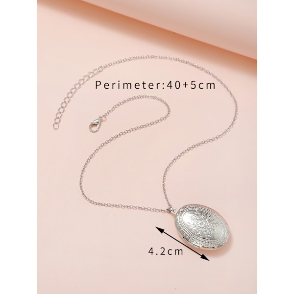 Halsband med medaljong, graverat hjärtformat medaljonghänge med bilder, personligt fotomedaljong, minnesmedaljong för kvinnor och flickor