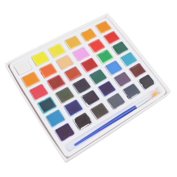 Solidt akvarel sæt 36 farver lys delikat tekstur maling pigment kit med pensel til kunstner studerende
