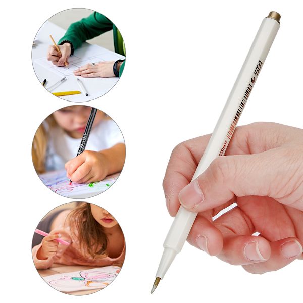 10 stk. 6551BR blød penselspids kalligrafi pen maling markør metallisk perlefarve til album DIY dekoration DoodleGold
