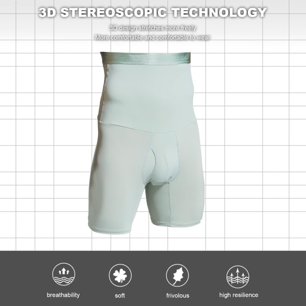 Män Tummy Control Shorts Hög Midja Underkläder Slimming Shapewear Body Shaper Ben Boxer Kalsonger Light Green XL