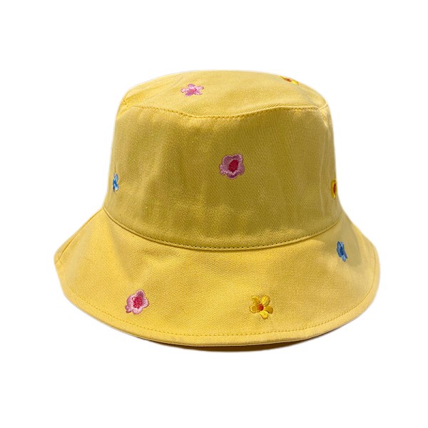 Söt blommig broderad hinkhatt Dammode Casual Po Yellow