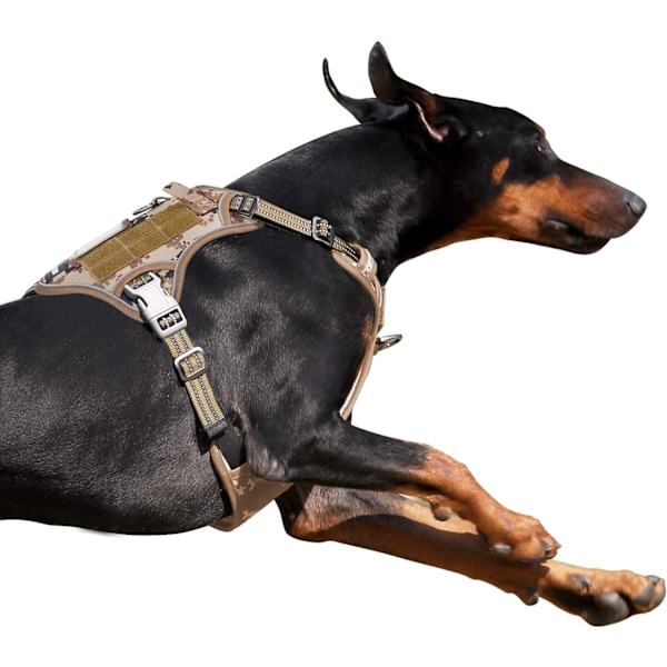 Taktisk hundsele för stora hundar utan drag, berömd TIK Tok hundsele utan drag, passform Smart reflekterande husdjurspromenadsele för träning, justerbar Do Desert Camo L