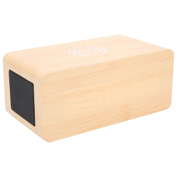 Monitoiminen puinen 2000mAh minikellokaiutin langaton Bluetooth-kello stereokaiutin (keltainen puu punainen valo)