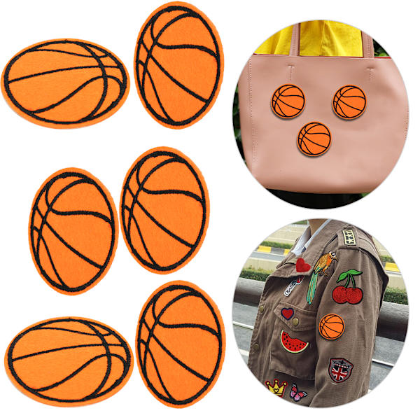 10 st tygpatch fotboll basket rugby bordtennis bollform DIY handgjord sömnad kläder tillbehör (basketboll)