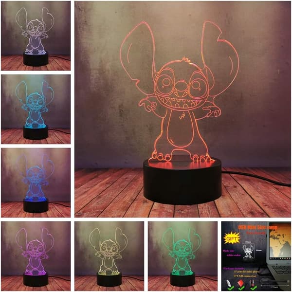 MengXing Lilo Stitch LED Stemningslampe Glad Stitch Teddy Monste