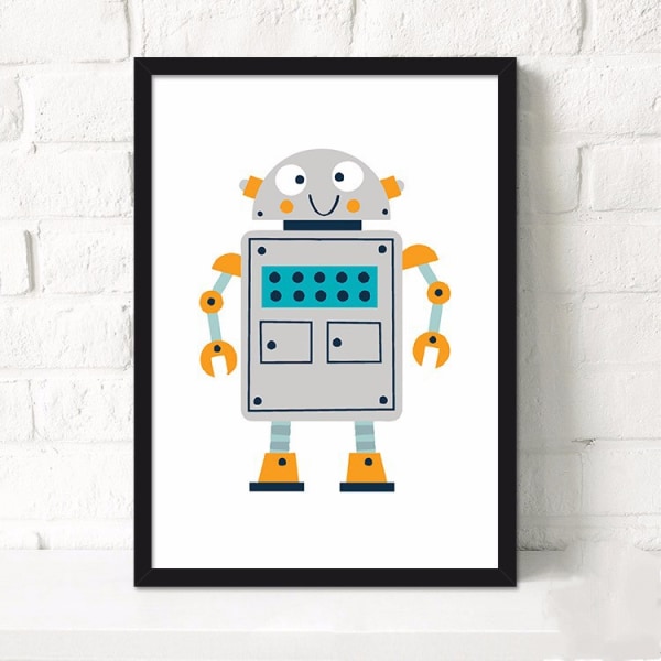Tecknad Robot Väggkonst Canvas Print Affisch, Enkel 40x50cm