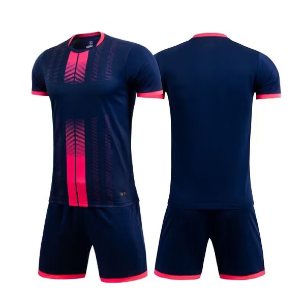 2023 Barn Jersey Set Herr Pojkar Fotbollskläder Kostym Kortärmad Barn Fotboll Uniformer Fotboll Tracksuit Jersey Kit Navy Not Custom 3XS(115-125cm)