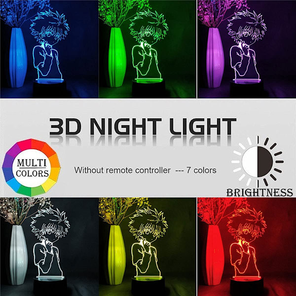 Anime 3D Natlampe LED Skrivebordsbelysning med Touch Switch, 7