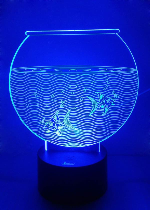 Akvarium 3D Natlampe LED Illusionslampe Sengelampe Bordlampe