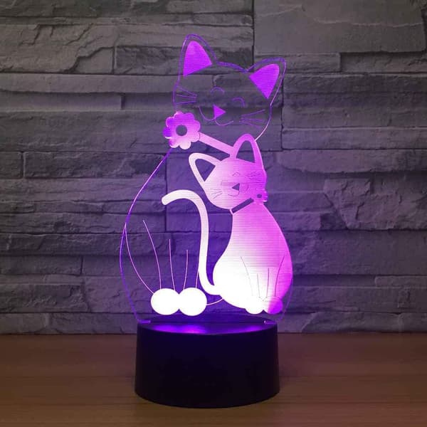 3D Natlampe til Børn, 3D Dyr Kat Illusion Natlampe