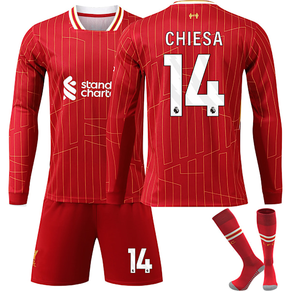 Fotbollströja Set, Liverpool NO.14 Fotbollströja för Pojkar Flickor, Andningsbar Snabbtorkande Fotbollskostym, Långärmad set XXL