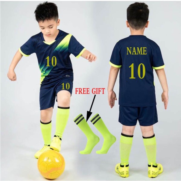 Barnfotbollströja Träningsoverall Barnfotboll Sportkläder Flickor Pojkar Spela Boll Sportkläder Set Väst Barnfotbollsoverall Navy A Not Custom 4XS Height 100-120CM