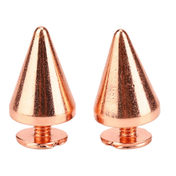 100 set Punk Cone Spikes Nitar Electropläterad Ros Guld Punk Cone Spikad Skruvnit Punk Stil Dekoration 9.5x15mm