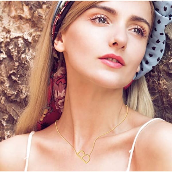 Halsband med sidled block initial bokstavshänge för kvinnor ---