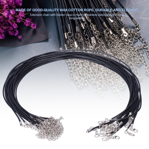 20 stk. voksede halskjede snorer hengesnor for anheng med lås DIY smykkefremstillingsmaterialer