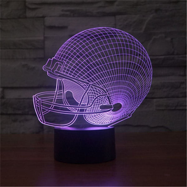 Fodboldhjelm 3D Lampe Optisk Illusion Lys, Ticent 7 Farver
