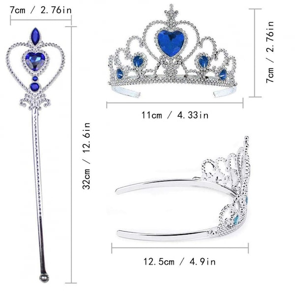 Klä upp tiara krona set prinsessa kostymfest accessoarer för barn/flicka/småbarn (gul+blå+grön+rosa+vit)