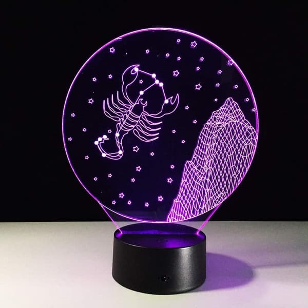 Natlampe Scorpio 3D LED Bordlampe Soveværelse Konstellation